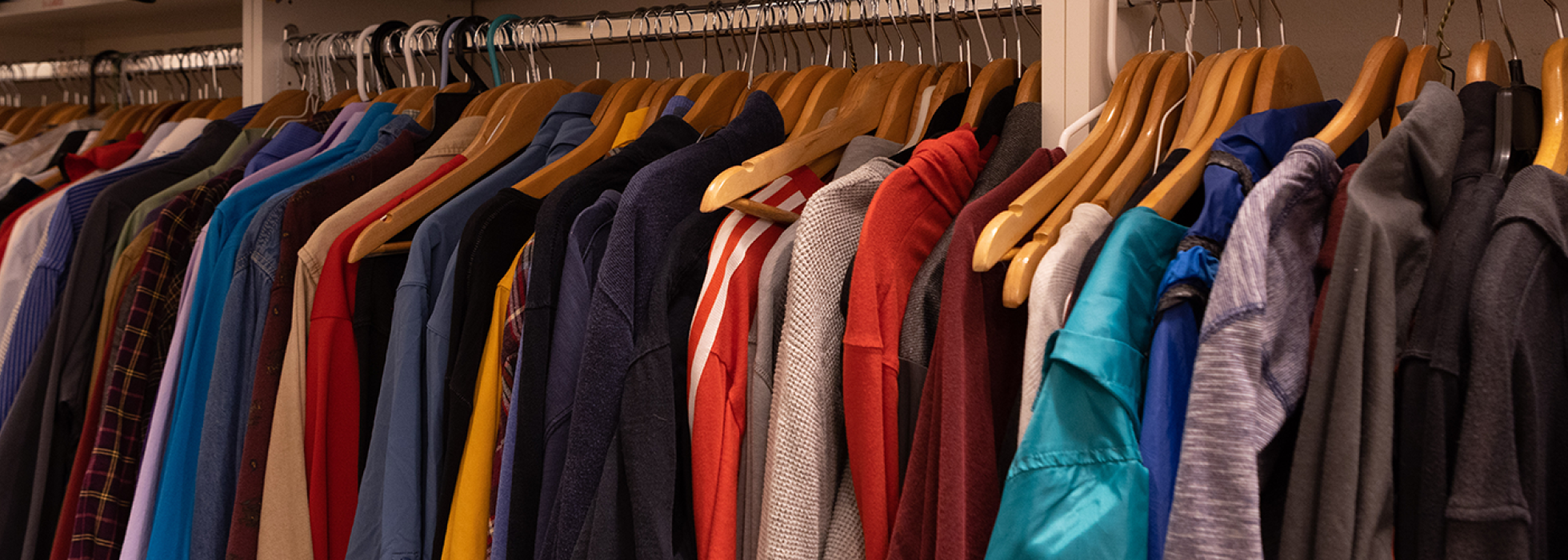 Clothing on hangers in SVdP Resource Center