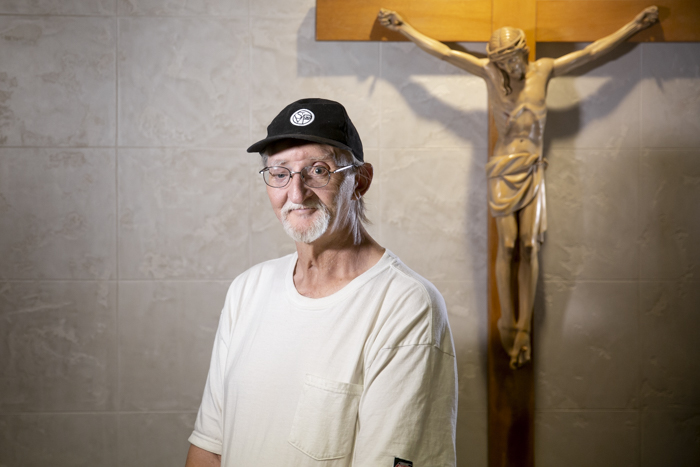 John Apperson stands in the small chapel at Ozanam Manor, St. Vincent de Paul's shelter. John Apperson stands in the small chapel at Ozanam Manor, St. Vincent de Paul's shelter.