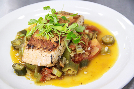 Farm to Fork: Okra and Tomatoes with Salmon