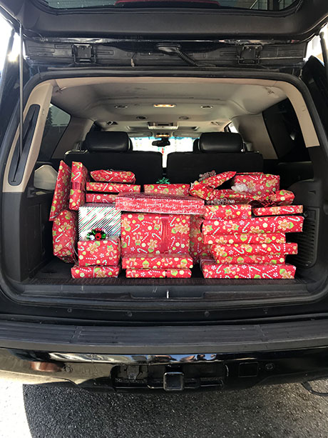Uber Sleigh filled with Presents