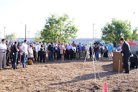 Friends, supporters and partners attend the SVdP Urban Farm groundbreaking event.