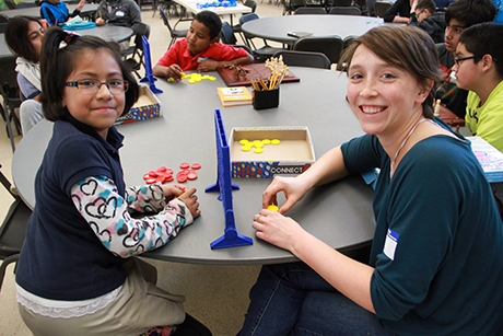 Julia King volunteers in the Dream Center.