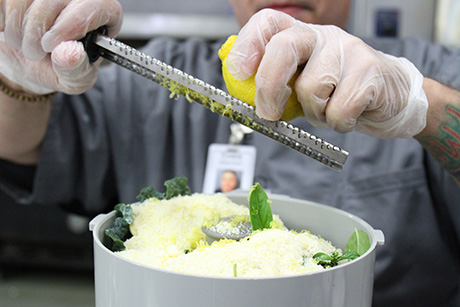 Lemon zest in kale pesto