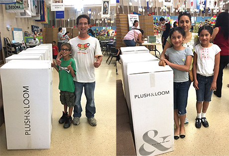 Families receive free Plush & Loom mattresses during the evening meal.