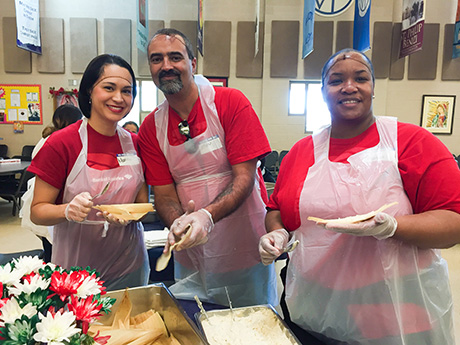 Volunteers make tamales during Tamale Tuesday at SVdP.