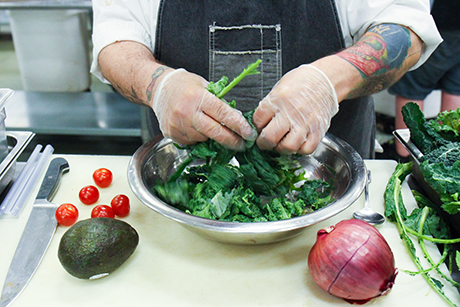 Farm to Fork: Preparing kale salad 