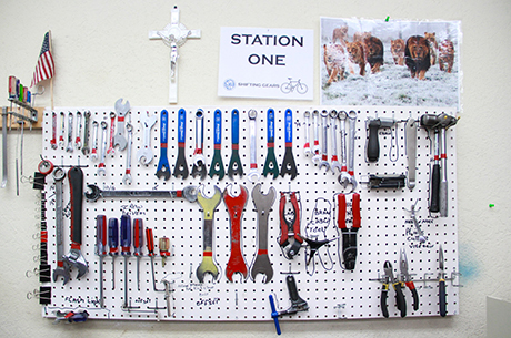 Tools in Shifting Gears bike shop at SVdP