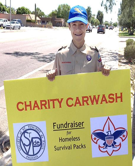 Grant's Eagle Project car wash fundraiser