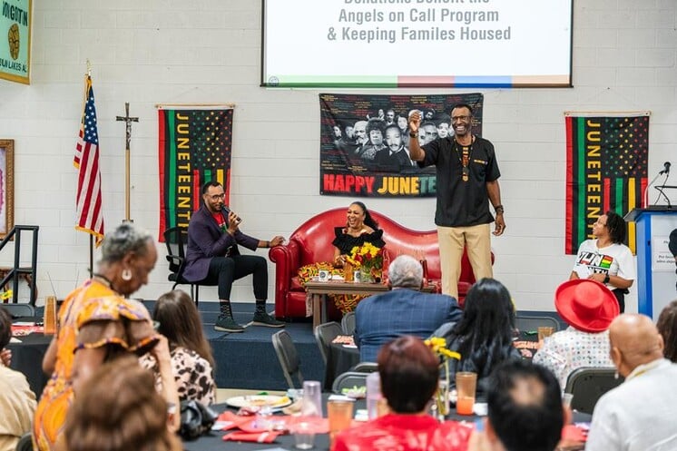 View of the stage at the SVdP Juneteenth event in 2025