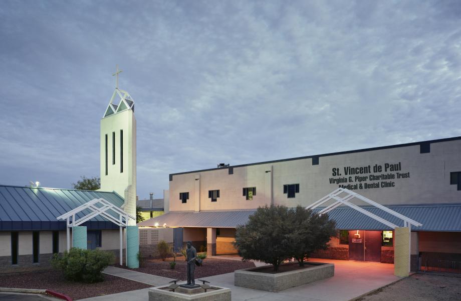 Exterior shot of the Virginia G. Piper Medical and Dental Clinic