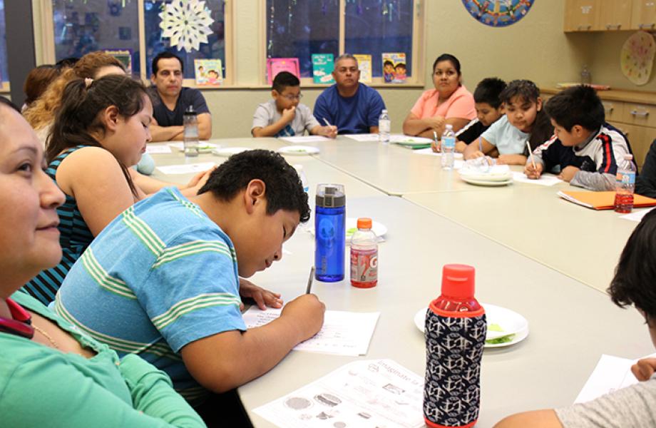 Families attend a St. Vincent de Paul Family Wellness Program class.