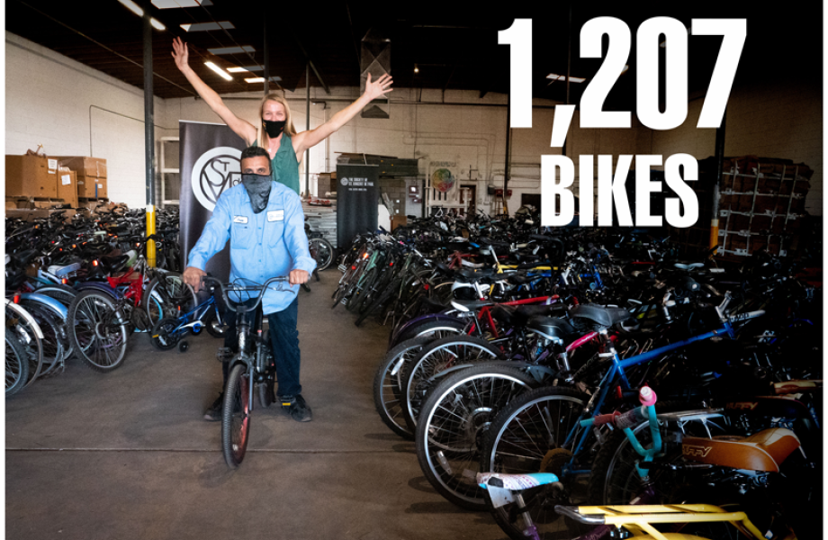 Community Drives Manager Emily Radawec and Bike Shop Manager Frank Villegas