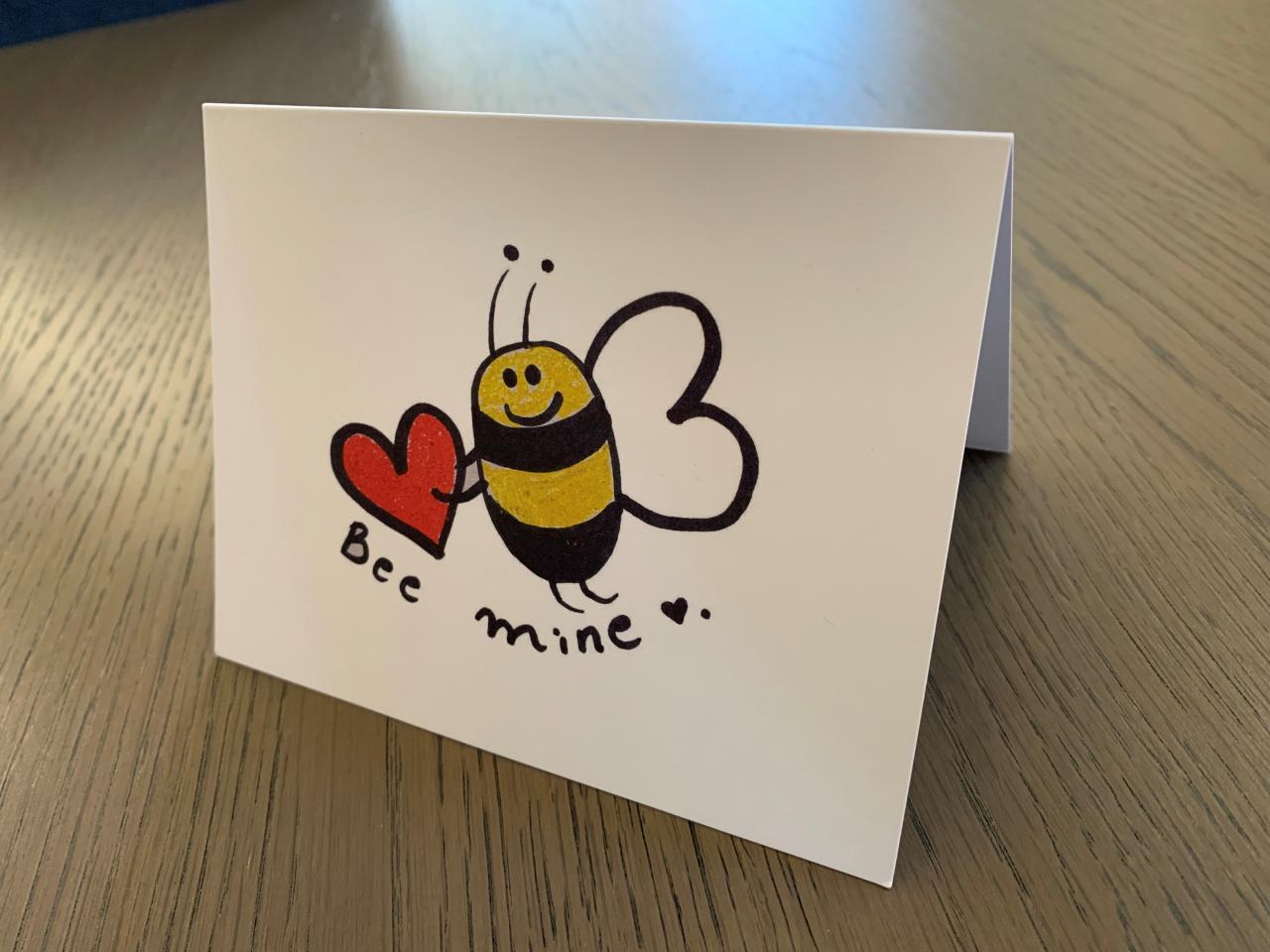 Bee Mine card open on a table