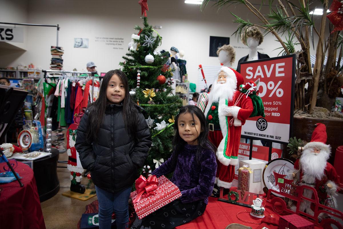 Students even got help wrapping their presents.