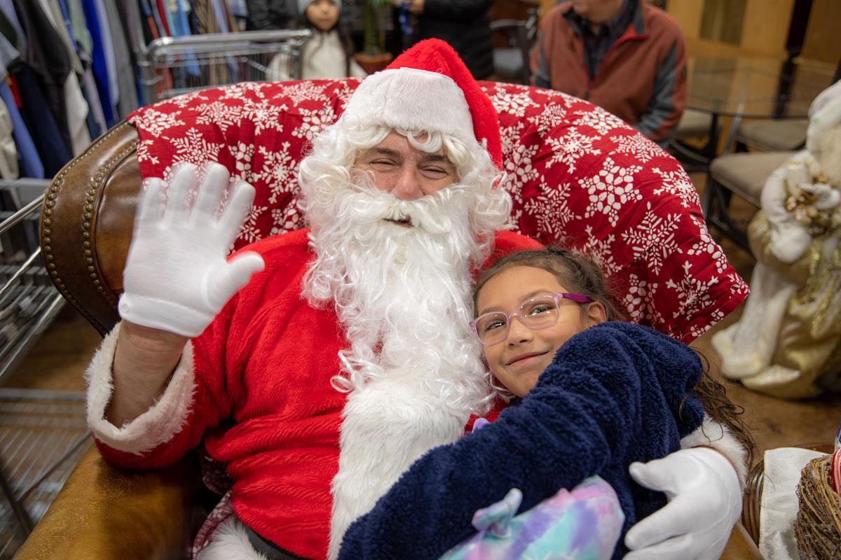 Santa was there to hear children's Christmas wishes.