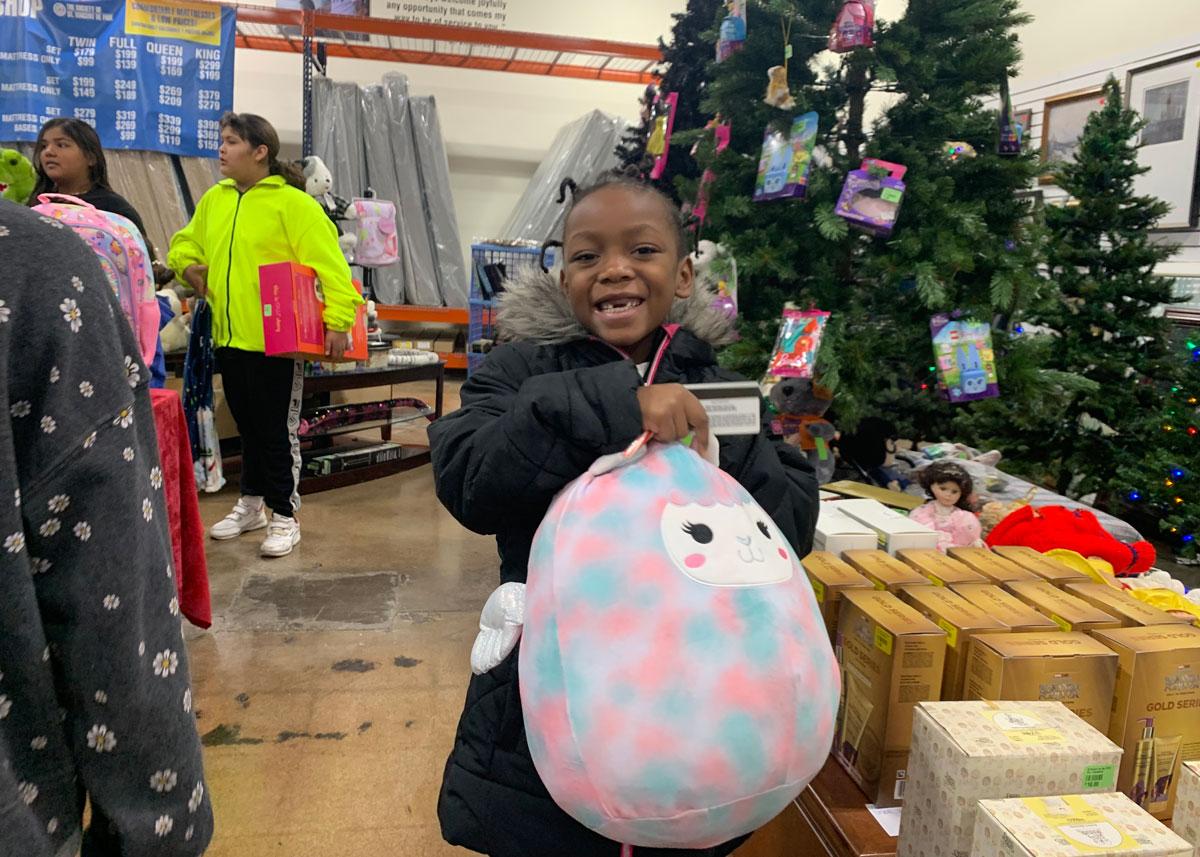 One little girl was so happy to be able to get a Squishmallow.