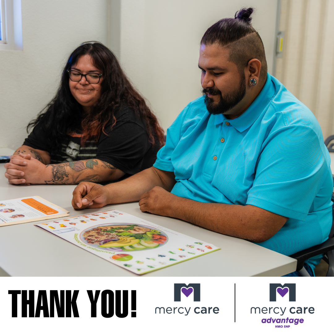 A graphic thanking Mercy CARES.