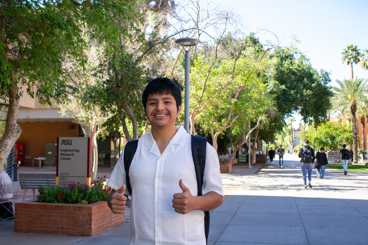 Jesse strolling through the Tempe campus at ASU