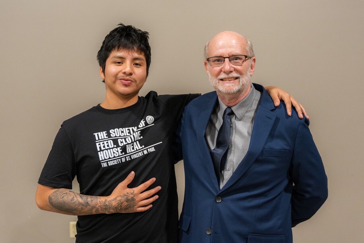 Jesse and his mentor Chris at the 25th First-Generation Scholarship Anniversary Celebration 