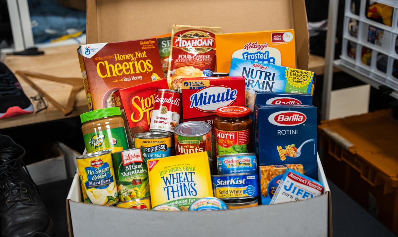 food box filled with non-perishable food items